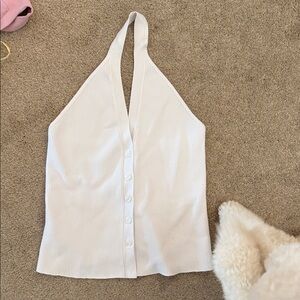 Abercrombie white ribbed button down halter top
